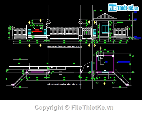 Bản vẽ,Bản vẽ mặt bằng,Bản vẽ autocad,Cổng hàng rào,mẫu hàng rào,file cad mặt bằng